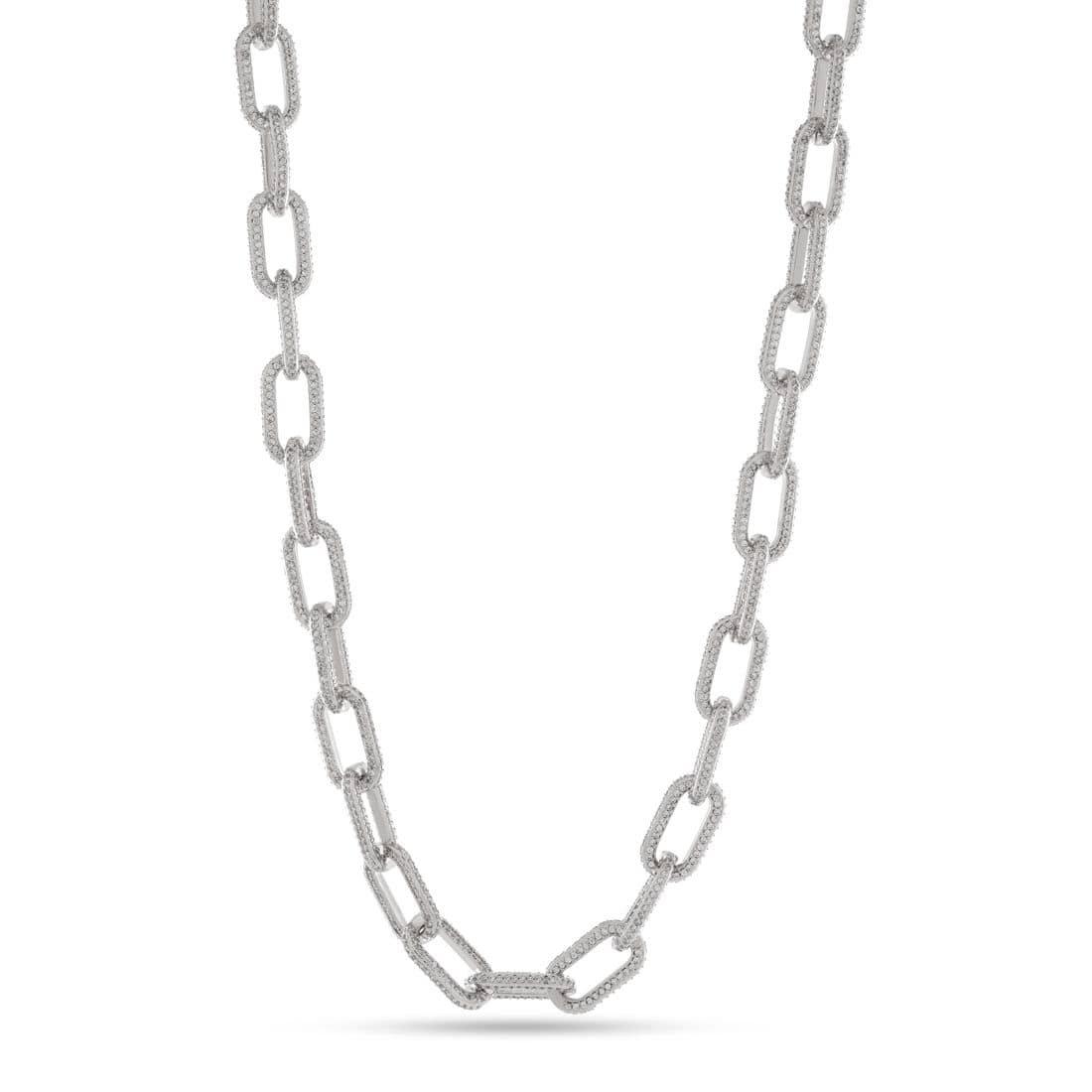 King Ice 5MM Iced Cable Link Chain - White Gold - WHITE GOLD